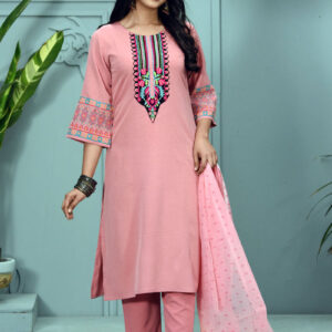 Mauve Pink Georgette Printed & Hand Embroidered Salwar Kameez Set