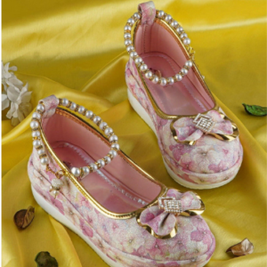 LMG Lifestyle Girls Printed Party Wedge Pumps with Bows