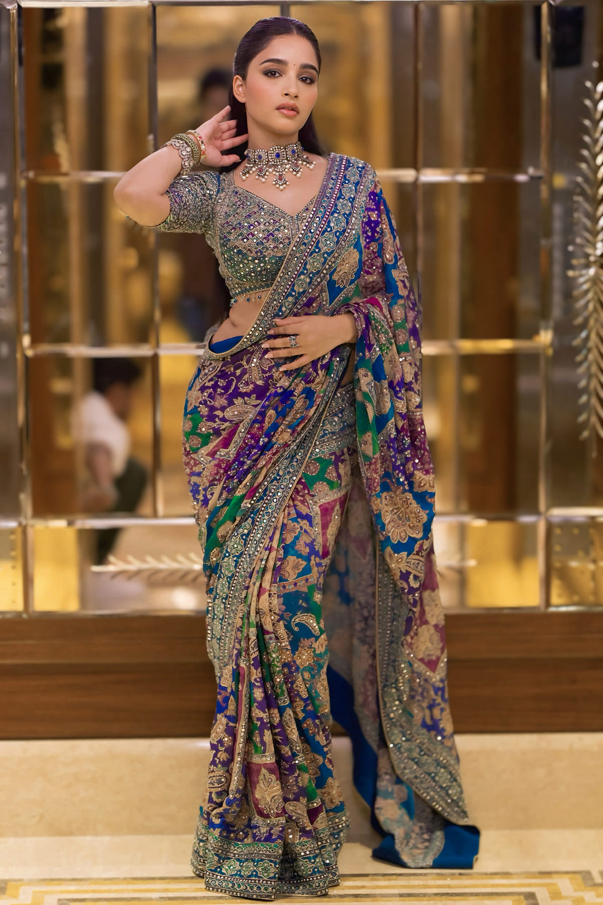 Actress Vishakha Dhiman Slays in Samyakks Multicolor Crepe Printed Designer Saree