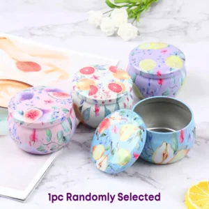 Designer Candy Box Jar 1pc Drum-shaped Empty Fruit design Box Home Decor Party Supply Tea Pot Tin Box Jewelry Box DIY Candle Making Tin Can Holder Storage Case