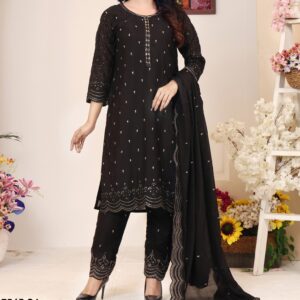 Aesthetic Embroidered and Karchupi Designed Premium Silk Shalwar kameez.