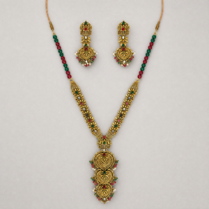 Multicolor Antique-Style Necklace with Matching Earrings