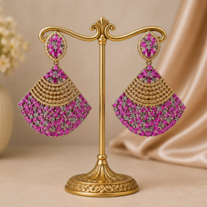 Rose Crystal Gold Tone Drop Earrings