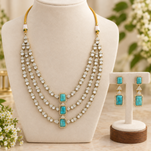 Turquoise Stone Multi-Layer Necklace & Earring Set | Fashion Jewelry