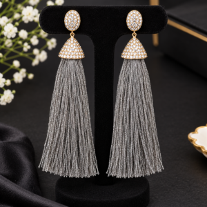 Gold-Tone Crystal Tassel Long Drop Earrings | Fashion Jewelry