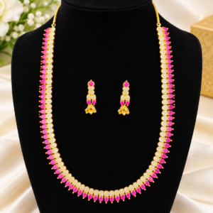 Pink Stone Gold-Tone Necklace & Earring Set | Fashion Jewelry
