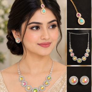 Multicolor Crystal Pendant Necklace & Earring Set | Fashion Jewelry