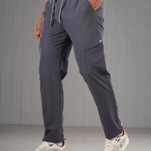 Men's Dark Gray Multi-Pocket Utility Cargo Pants